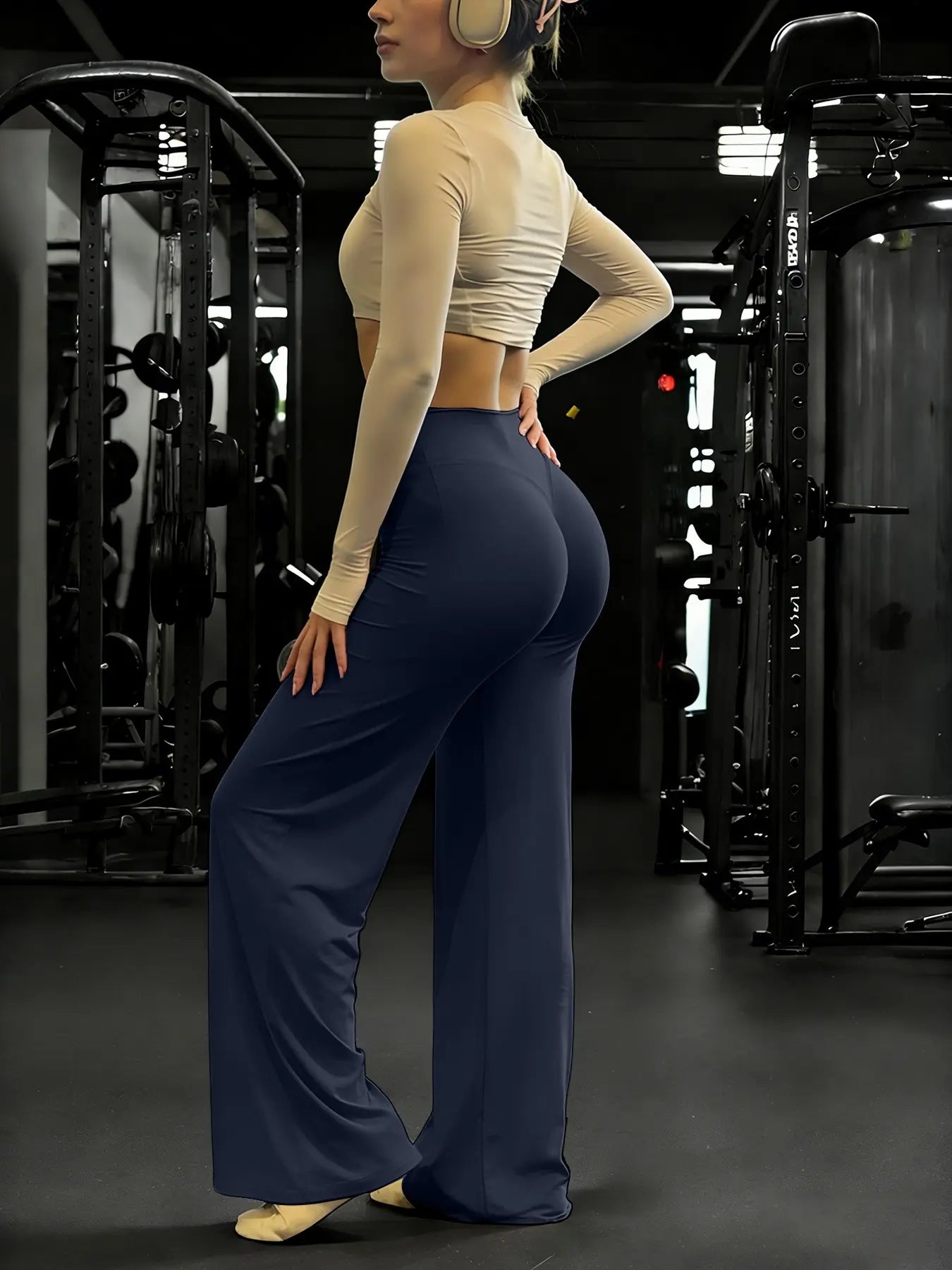 Women'S High Waist Elastic Straight Leg Pants, Sporty Casual Soft Yoga Gym Fitness Workout Pants, Summer Spring Daily Wear