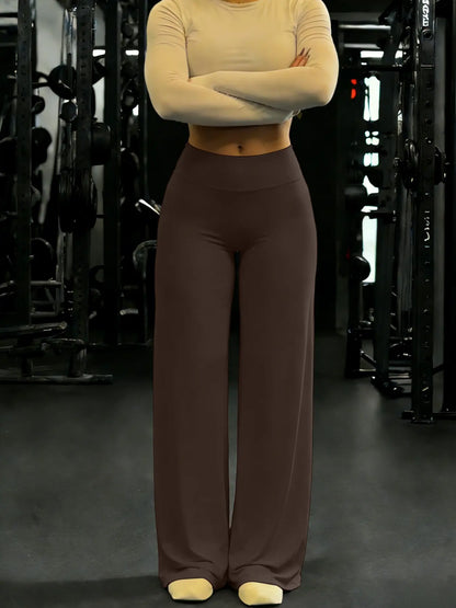 Women'S High Waist Elastic Straight Leg Pants, Sporty Casual Soft Yoga Gym Fitness Workout Pants, Summer Spring Daily Wear
